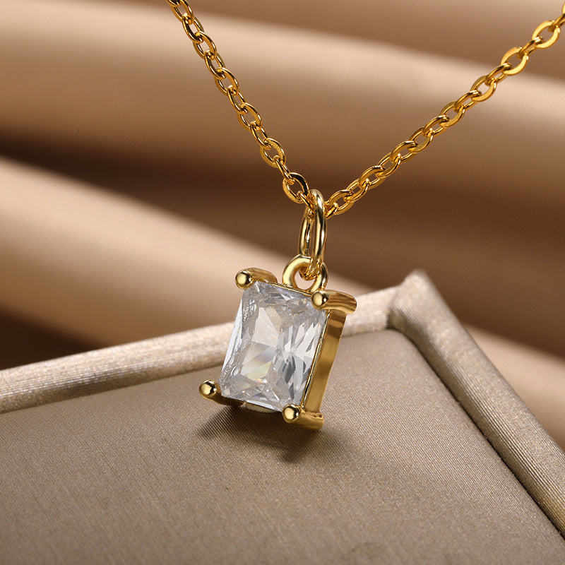 Simple Women's Niche Design Color Zircon Necklace