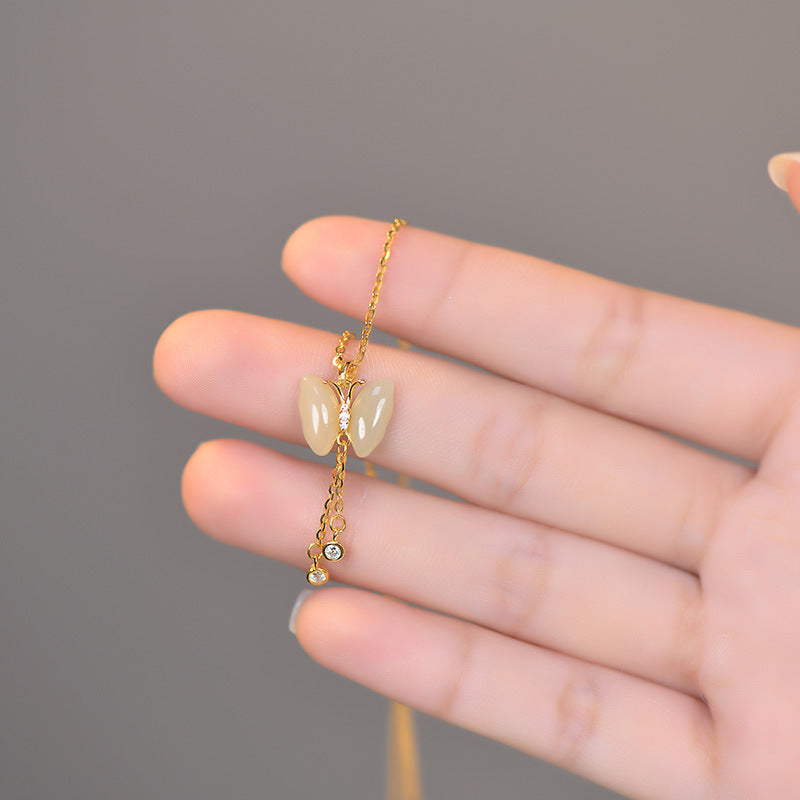 Butterfly Tassel Necklace Female S925 Sterling Silver New Chinese Style High Sense