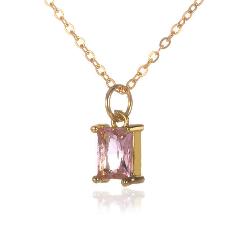 Simple Women's Niche Design Color Zircon Necklace