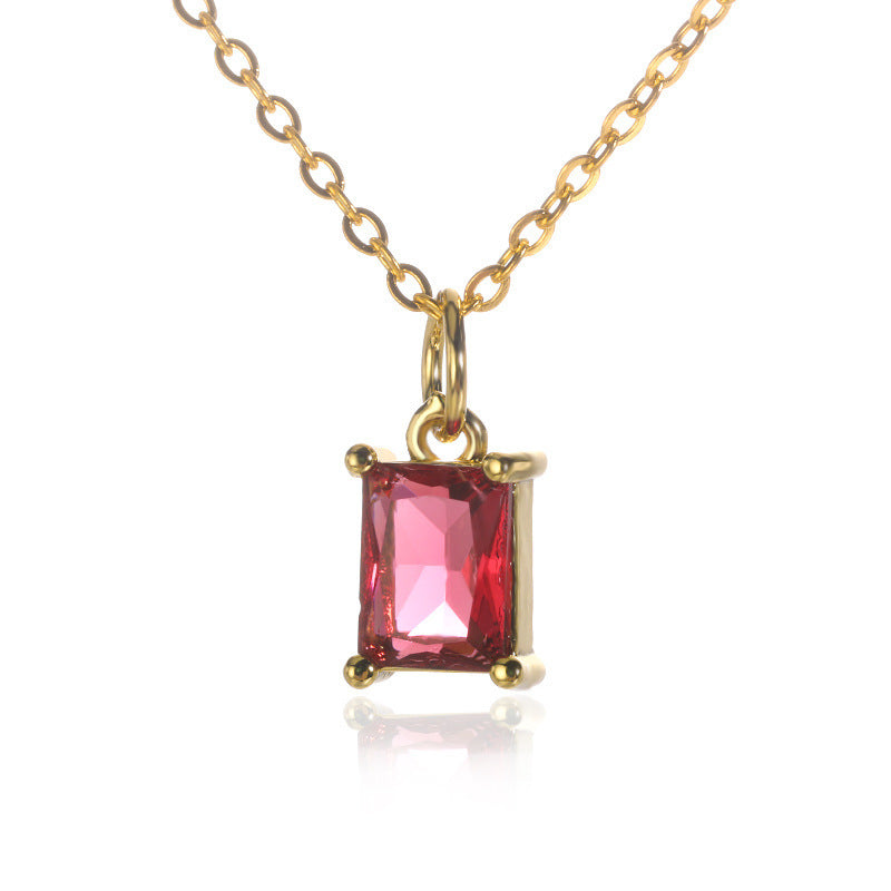 Simple Women's Niche Design Color Zircon Necklace