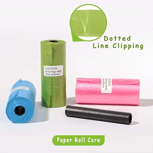 600 Poo Bags Dogs, 5 Colours, Dog Poo Bags, 31 x 22 cm, Polyethylene Material, Portable, Black, Blue, Pink, Yellow, Green (40 Rolls of 15 Counts)