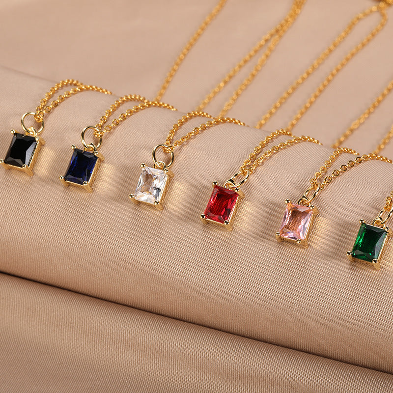 Simple Women's Niche Design Color Zircon Necklace