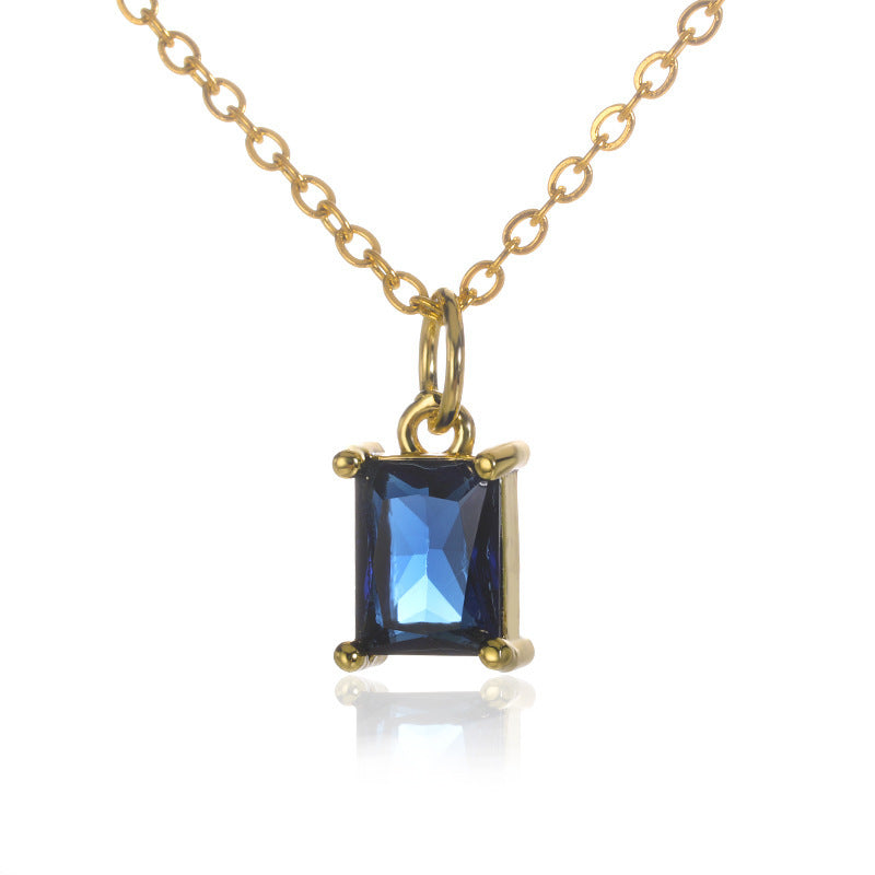 Simple Women's Niche Design Color Zircon Necklace