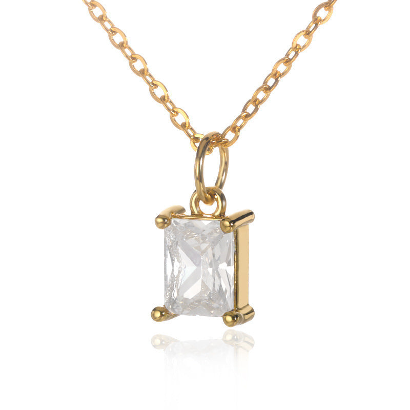 Simple Women's Niche Design Color Zircon Necklace