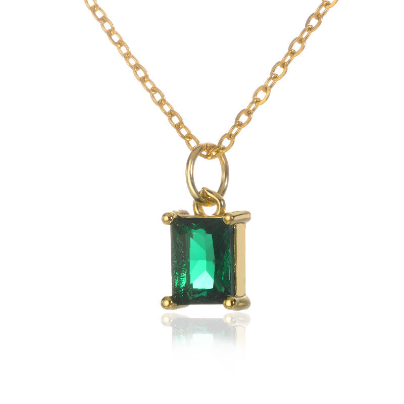Simple Women's Niche Design Color Zircon Necklace