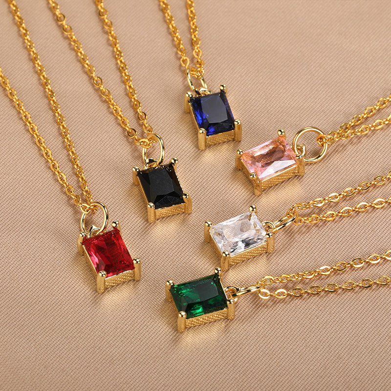 Simple Women's Niche Design Color Zircon Necklace