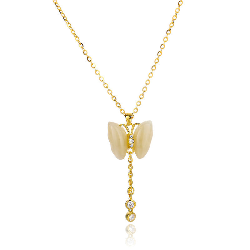 Butterfly Tassel Necklace Female S925 Sterling Silver New Chinese Style High Sense