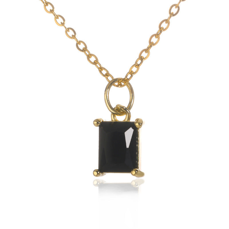 Simple Women's Niche Design Color Zircon Necklace
